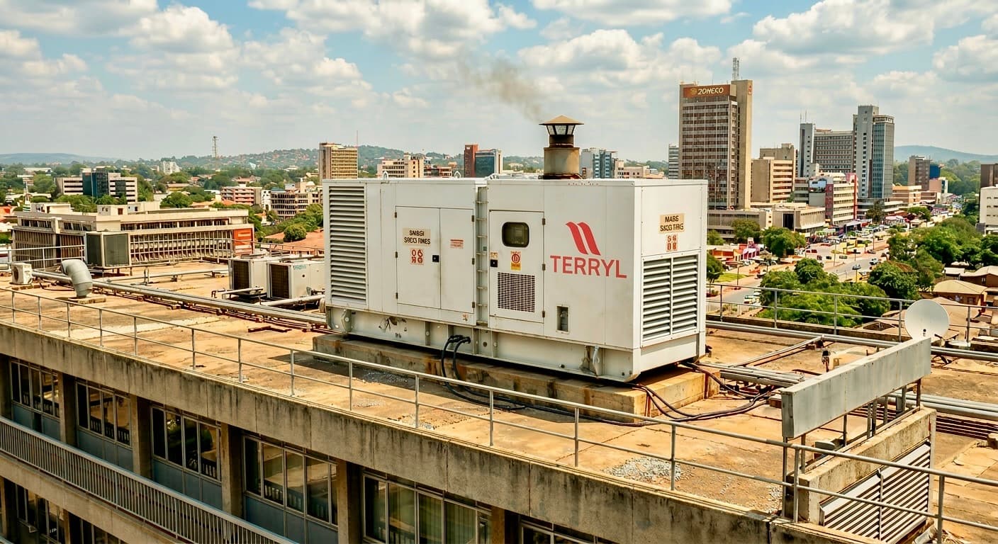 Industrial diesel generator system from 10kVA to 2200kVA, providing reliable backup power for Zambian industries