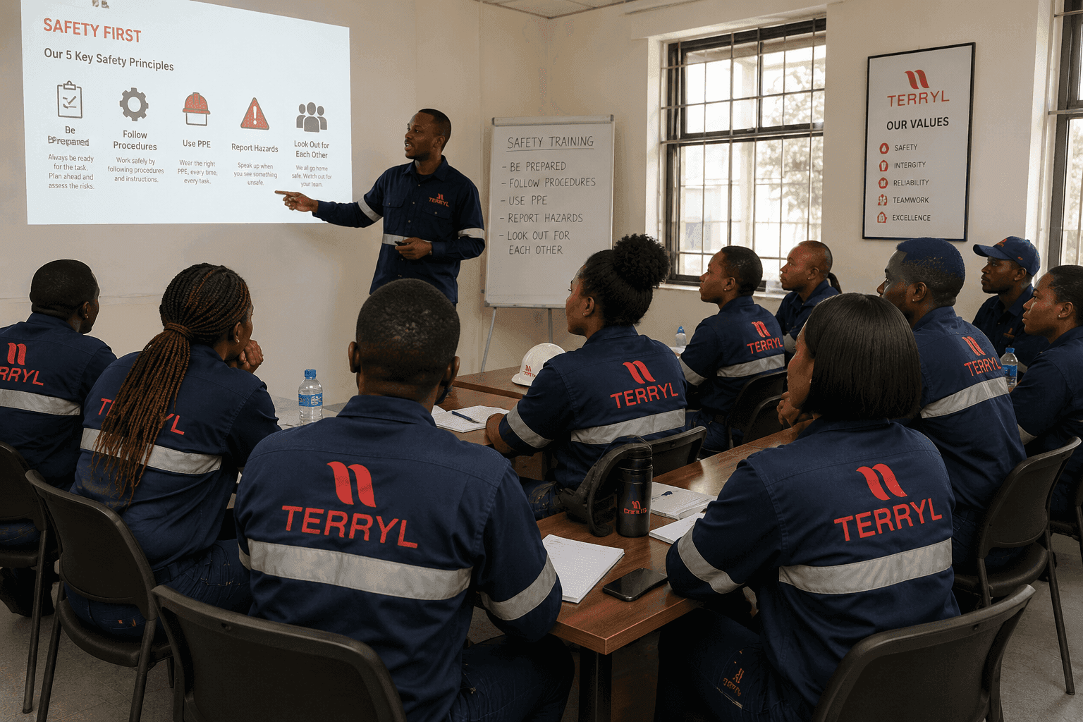 Terryl team attending health and safety training