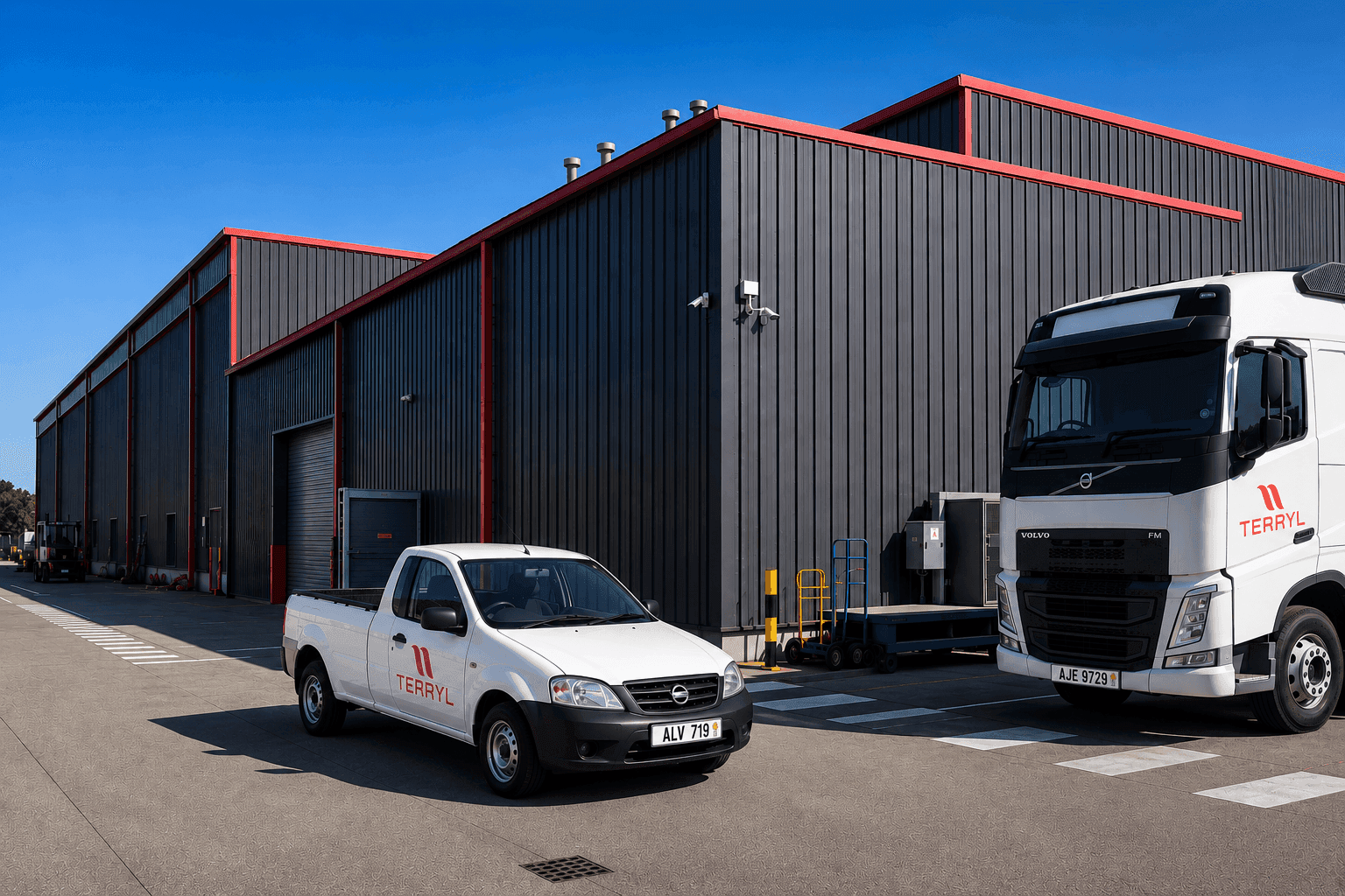 Terryl service fleet outside an industrial facility